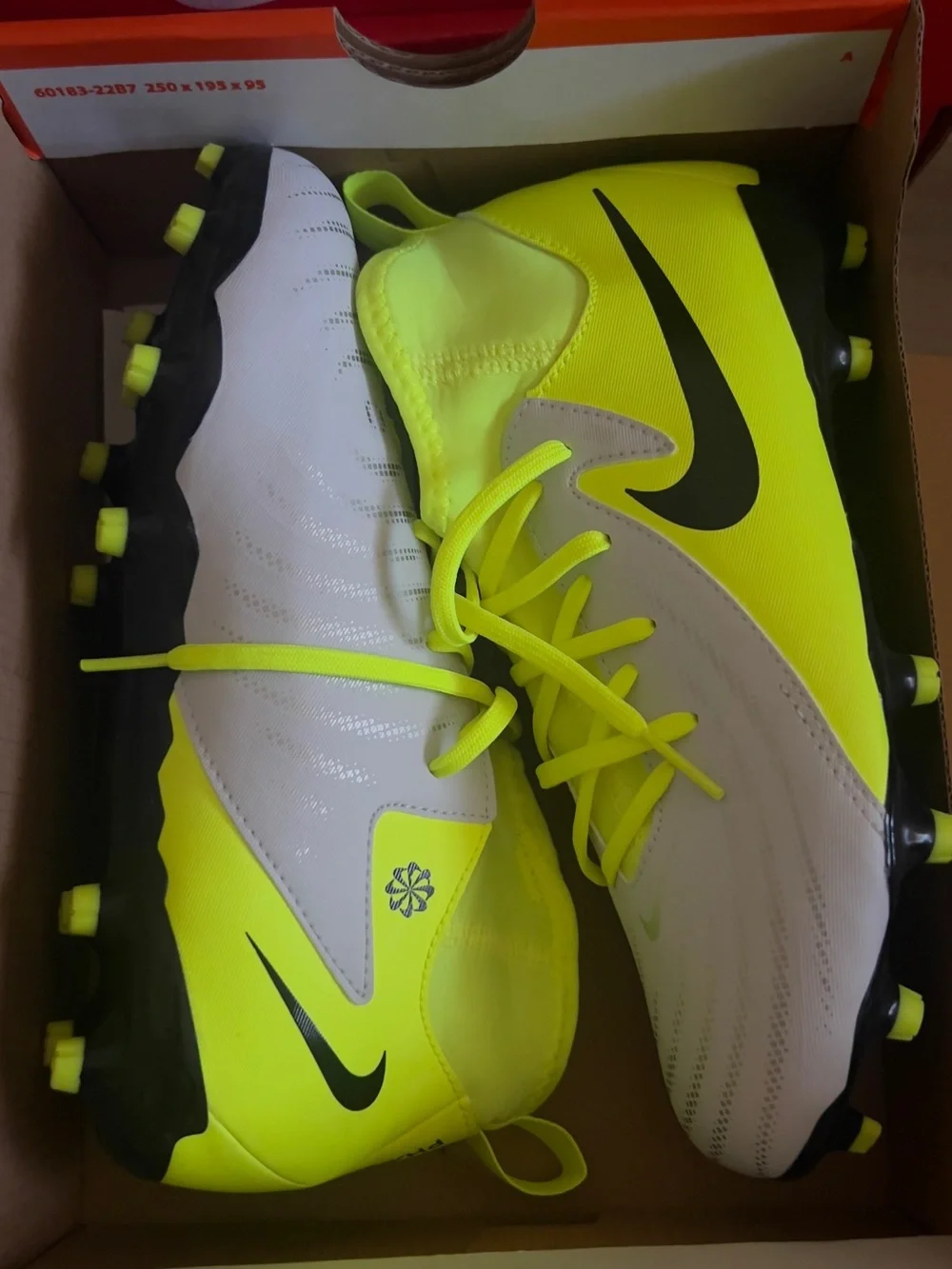 Nike Kids Neon Yellow & White Soccer Cleats with Black Swoosh